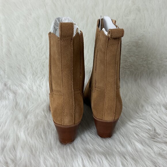 Dolce Vita Brown Tan Slim Pointed Toe Suede Ankle Cowboy Boots Boots NWOB 9.5 - Picture 3 of 8